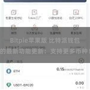 Bitpie苹果版 比特派钱包的最新功能更新：支持更多币种！